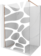Mexen Kioto Walk-in zuhanyfal 130 x 200 cm, fehér minta 8 mm, sárgaréz csiszolt - 800-130-101-65-97