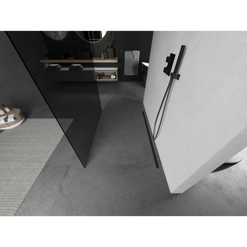 Mexen Kioto szabadon álló zuhanyfal 120 x 200 cm, grafit 8 mm, gun gray kefélt - 800-120-002-66-40