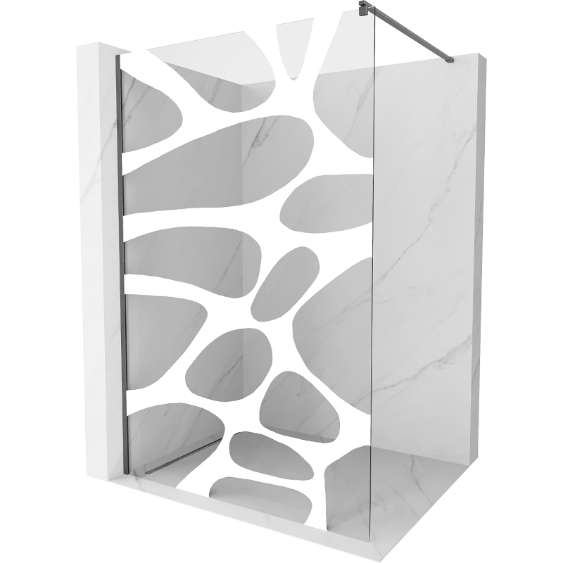 Mexen Kioto zuhanyfal Walk-in 120 x 200 cm, fehér hullám 8 mm, szálcsiszolt gun gray - 800-120-101-66-97