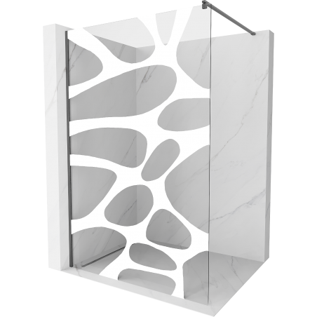 Mexen Kioto Walk-in zuhanyfal 120 x 200 cm, fehér minta 8 mm, gun gray fémes - 800-120-101-66-97