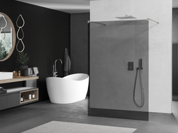 Mexen Kioto perete de duş freestanding 130 x 200 cm, grafit 8 mm, nichel periat - 800-130-002-97-40