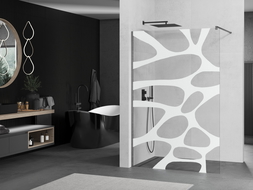 Mexen Kioto Walk-in zuhanyfal 140 x 200 cm, fehér mintával 8 mm, gun gray csiszolt - 800-140-101-66-97