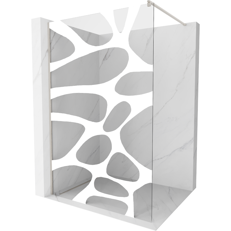 Mexen Kioto perete de duș Walk-in 100 x 200 cm, val alb 8 mm, nichel periat - 800-100-101-97-97