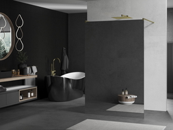 Mexen Kioto szabadon álló zuhanyfal 100 x 200 cm, tükör 8 mm, arany szálcsiszolt - 800-100-002-55-50