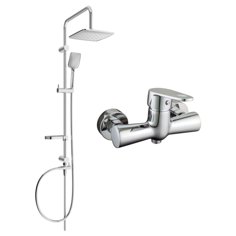 Mexen Sven set de duș montat pe suprafață cu duș tip ploaie și baterie de duș Kama, crom - 72540262-00