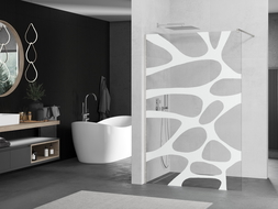 Mexen Kioto Walk-in zuhanyfal 120 x 200 cm, fehér minta 8 mm, fésült nikkel - 800-120-101-97-97