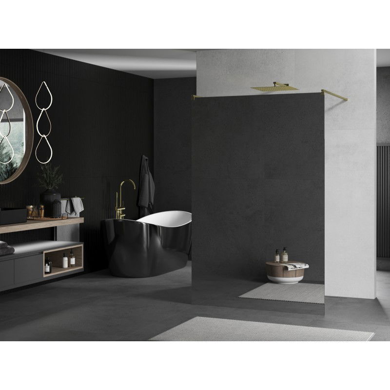 Mexen Kioto szabadon álló zuhanypanel 140 x 200 cm, tükör 8 mm, arany kefe - 800-140-002-55-50
