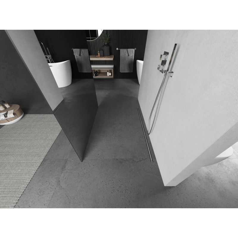 Mexen Kioto szabadon álló zuhanyfal 100 x 200 cm, tükör 8 mm, csiszolt nikkel - 800-100-002-97-50