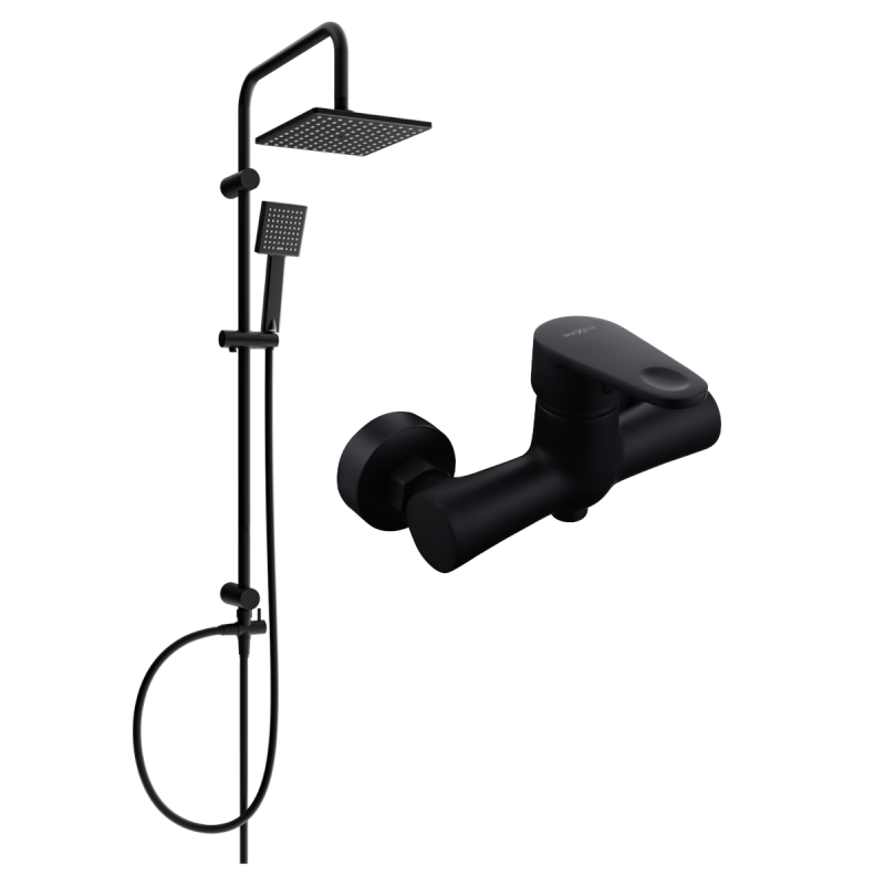 Mexen Tord set de duș cu pară de tip ploaie și baterie de duș Kama, Neagră - 72540200-70