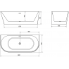 Cadă ovală Mexen, freestanding, de perete 180 x 80 cm, albă, cu evacuare din aur roz - 52671808000-60