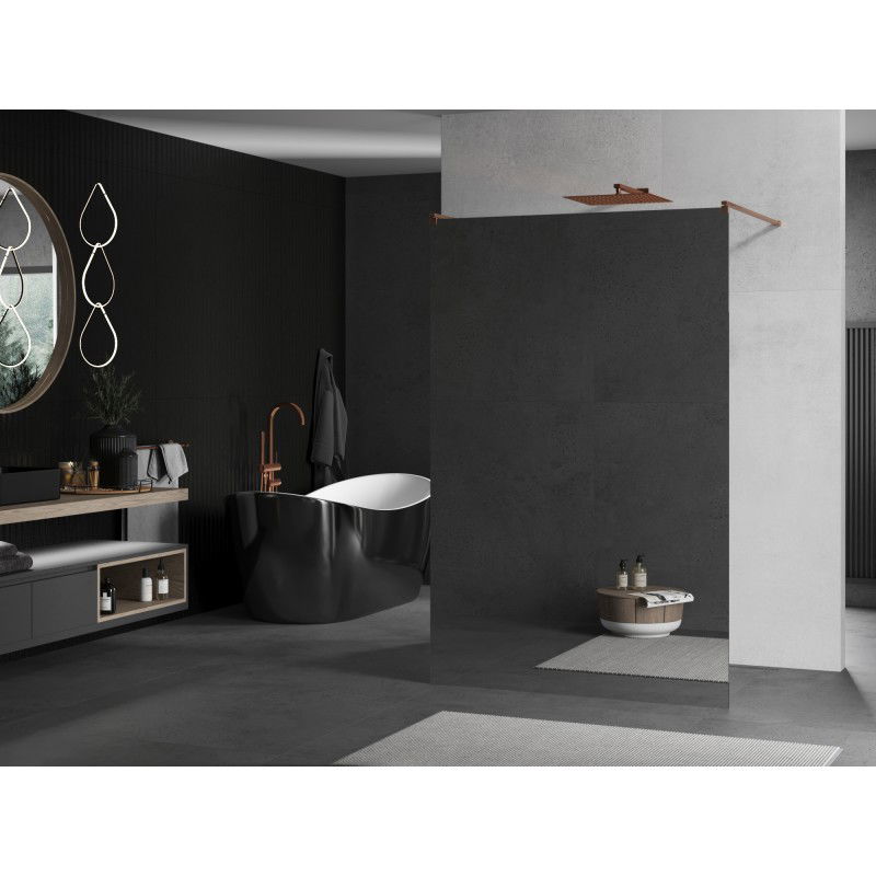 Mexen Kioto szabadon álló zuhanyfal 100 x 200 cm, tükör 8 mm, kefézett réz - 800-100-002-65-50