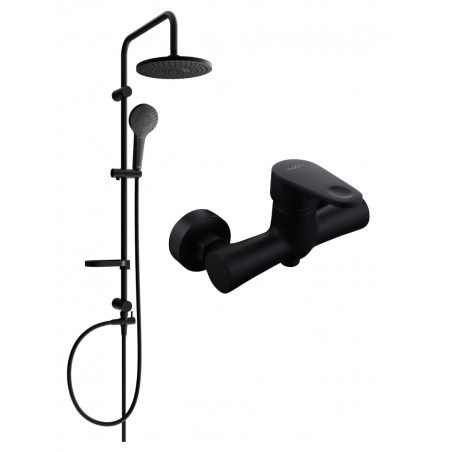 Mexen Erik set de duș montat pe perete cu duș superior și baterie de duș Kama, negru - 72540205-70