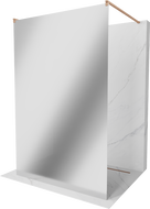 Mexen Kioto szabadon álló zuhanyfal 130 x 200 cm, tükör 8 mm, kefe réz - 800-130-002-65-50