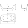 Mexen Eos cadață freestanding 150 x 75 cm, alb, evacuare aurie periată - 52471507500-55