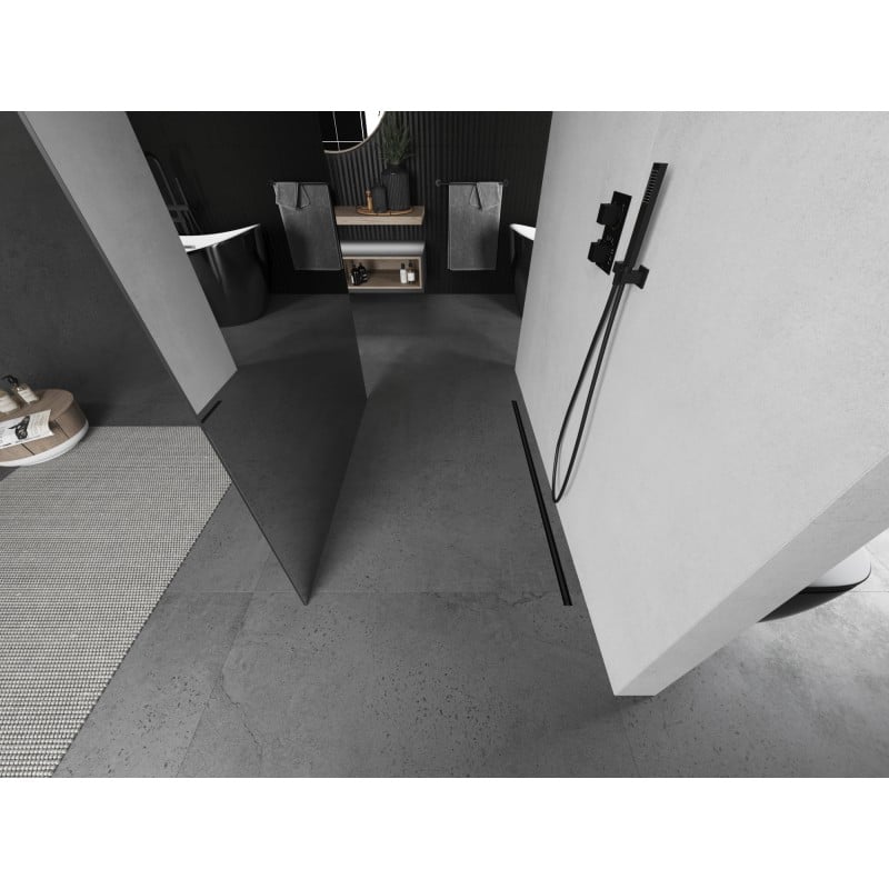 Mexen Kioto pereți de duș independent 100 x 200 cm, oglindă 8 mm, gri armă periat - 800-100-002-66-50