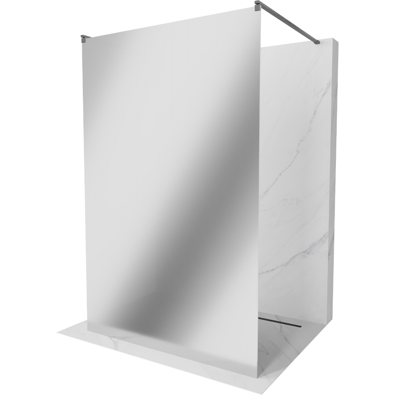 Mexen Kioto szabadon álló zuhanyfal 130 x 200 cm, tükör 8 mm, gun gray kefe - 800-130-002-66-50