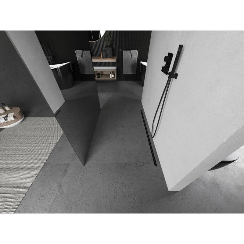 Mexen Kioto szabadon álló zuhanyfal 130 x 200 cm, tükör 8 mm, gun gray kefe - 800-130-002-66-50