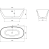Mexen Eris cadă freestanding 155 x 80 cm, alb, supraplin alb - 53441558000-20
