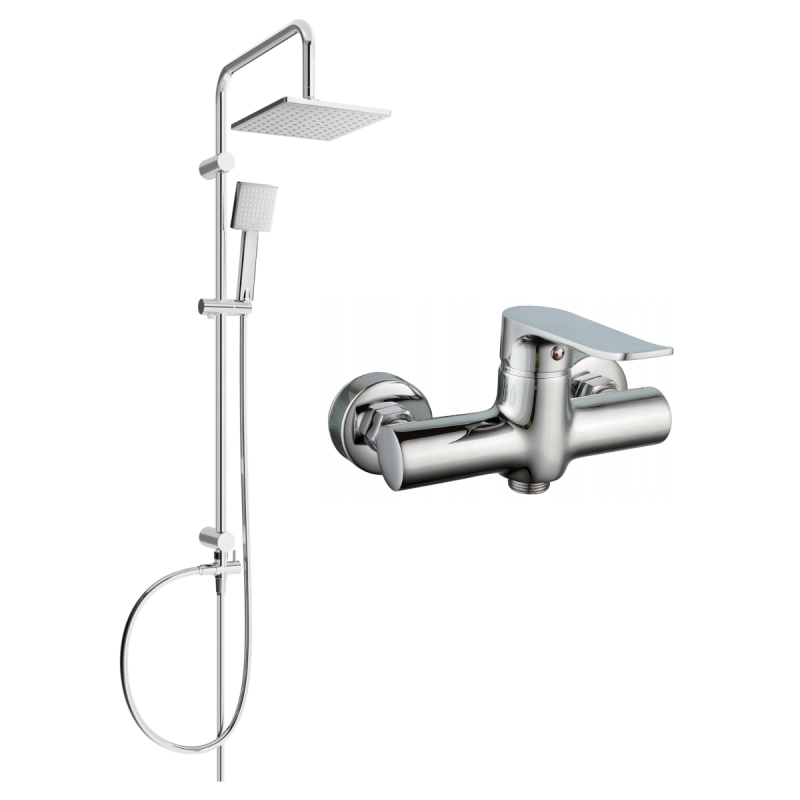 Mexen Tord set de duș montat pe perete cu duș de ploaie și baterie de duș Pecos, crom - 72740200-00