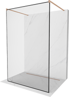 Mexen Kioto szabadon álló zuhanyfal 160 x 200 cm, fekete mintázat 8 mm, kefélt réz - 800-160-002-65-70