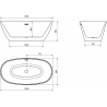 Mexen Eris cada de baie freestanding 155 x 80 cm, alb, cu degajare neagră - 53441558000-70