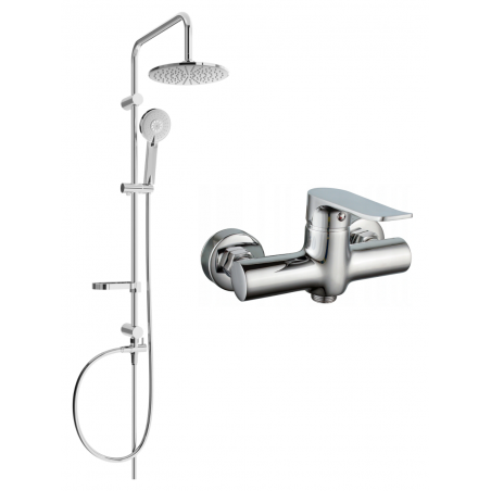 Mexen Carl set de duș montat pe perete cu duș deasupra și baterie de duș Pecos, crom - 72740240-00