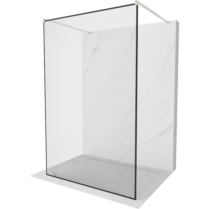 Mexen Kioto szabadon álló zuhanyfal 120 x 200 cm, fekete minta 8 mm, brushed nickel - 800-120-002-97-70