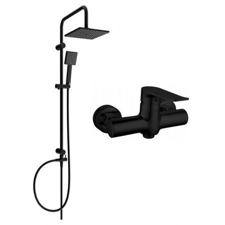 Mexen Pecos Set de duș montat pe perete Tord cu coloană de duș și baterie, negru - 72740200-70