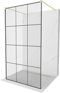 Mexen Kioto panou de duș autoportant 100 x 200 cm, model negru 8 mm, aur periat - 800-100-002-55-77