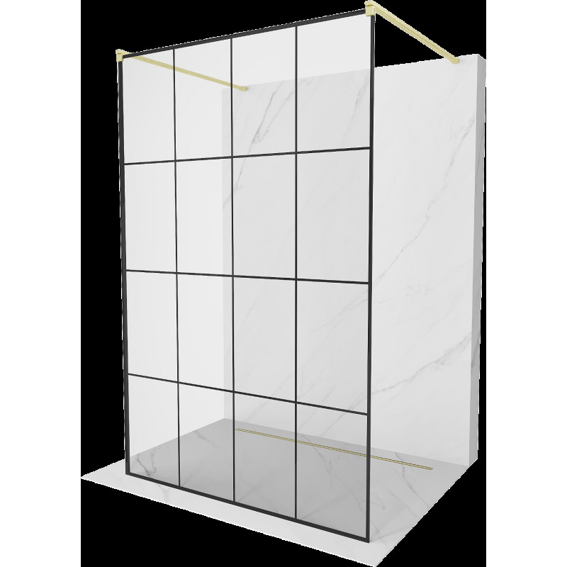 Mexen Kioto paravan de dus liber 150 x 200 cm, design negru 8 mm, finisaj auriu periat - 800-150-002-55-77