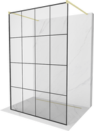 Mexen Kioto paravan de dus liber 150 x 200 cm, design negru 8 mm, finisaj auriu periat - 800-150-002-55-77