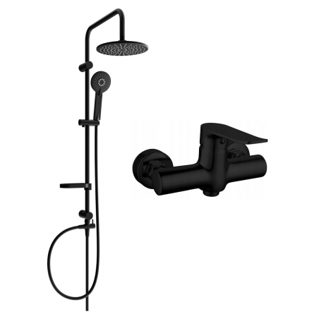 Mexen Carl set de duș montat pe perete cu panel de duș și baterie de duș Pecos, negru - 72740240-70