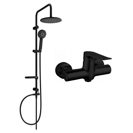 Mexen Pecos Carl set de duș suprapus cu paravan și baterie de duș, negru - 72740240-70