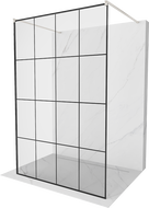 Mexen Kioto szabadonálló zuhanyfal 140 x 200 cm, fekete minta, 8 mm, kefélt nikkel - 800-140-002-97-77