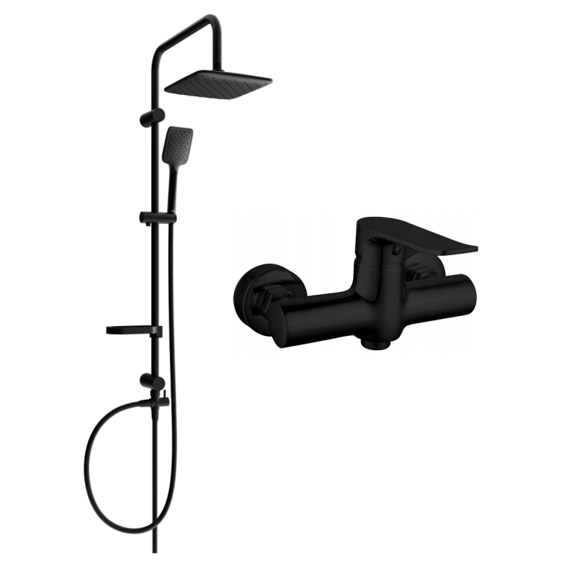 Mexen Pecos Sven set de duș montat la suprafață cu ploaie și baterie de duș, negru - 72740262-70