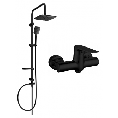 Mexen Sven set de duș montat pe perete cu cap de duș și baterie de duș Pecos, negru - 72740262-70