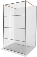 Mexen Kioto szabadon álló zuhanyfal 100 x 200 cm, fekete minta 8 mm, matt bronz - 800-100-002-65-77