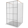 Mexen Kioto szabadon álló zuhanyfal 110 x 200 cm, fekete rács 8 mm, kefélt réz - 800-110-002-65-77