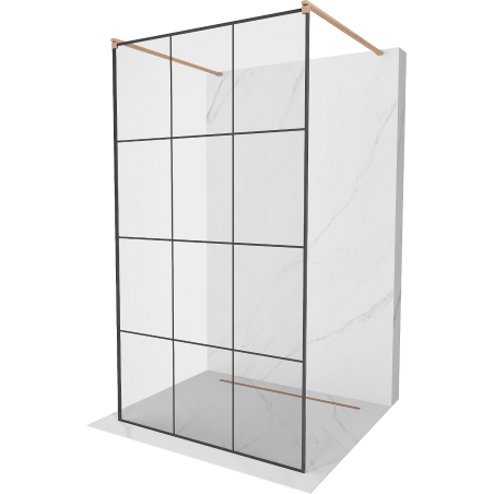 Mexen Kioto álló zuhanyfal 120 x 200 cm, fekete minta 8 mm, finomított réz - 800-120-002-65-77