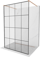 Mexen Kioto önálló zuhanyfal 160 x 200 cm, fekete minta 8 mm, csiszolt réz - 800-160-002-65-77