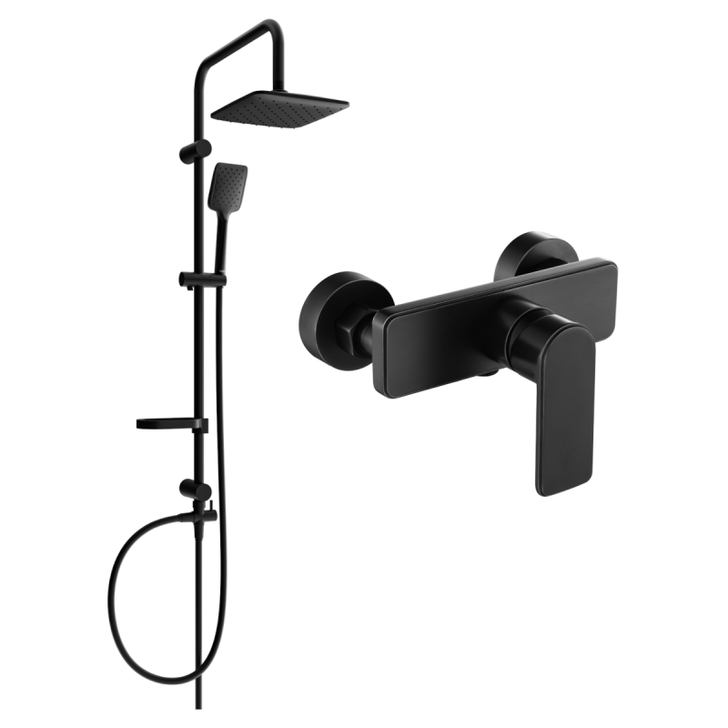 Mexen Sven set de duș aplicat cu pară de duș și baterie de duș Cetus, negru - 744340262-70