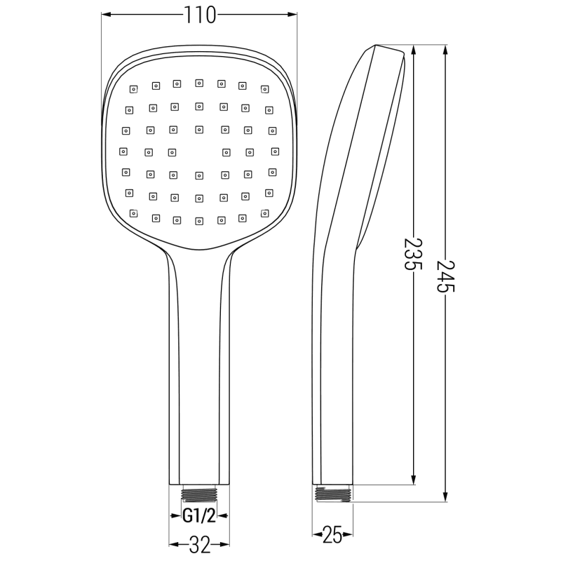 Mexen R-33 duș de mână cu 1 funcție, negru - 79533-70