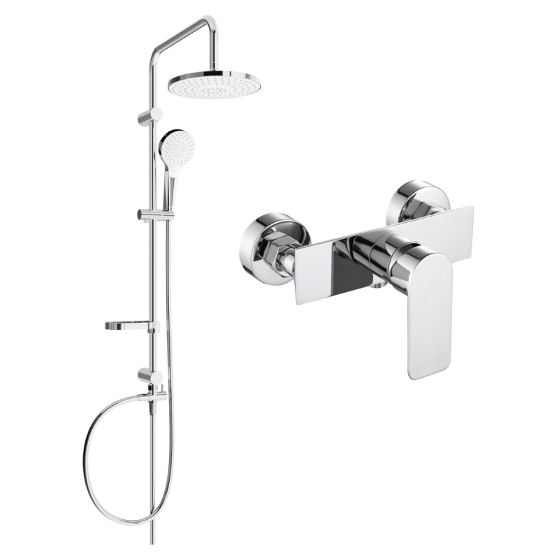 Mexen Alfa Erik set de duș montat pe perete cu ploaie și baterie de duș, crom - 745740205-00