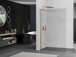 Mexen Kioto L perete duș Walk-in 100 x 200 cm, transparent, cupru periat - 800-100-103-65-00