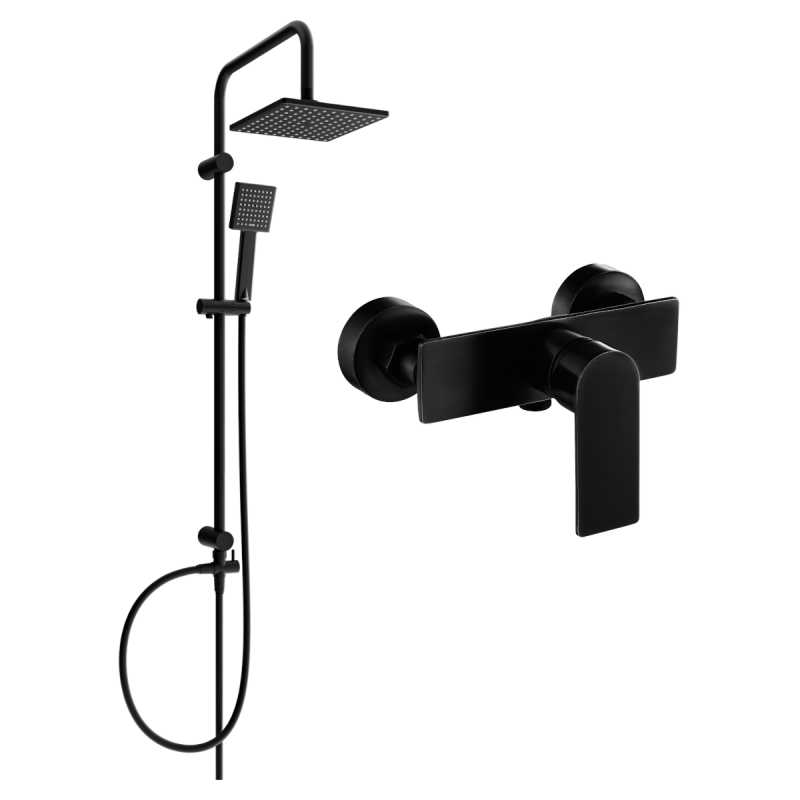 Mexen Tord set de duș montat pe perete cu coloană de duș și baterie duș Alfa, negru - 745740200-70