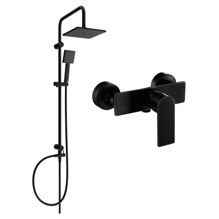 Mexen Tord set de duș montat pe perete cu coloană de duș și baterie duș Alfa, negru - 745740200-70