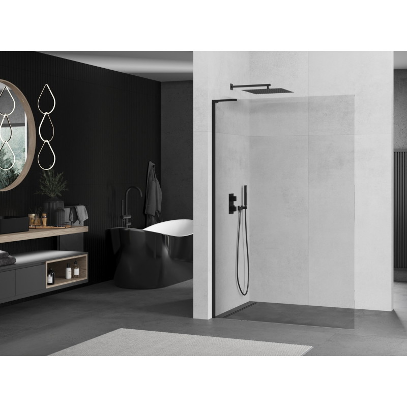 Mexen Kioto L Walk-in zuhanyfal 85 x 200 cm, átlátszó, fekete - 800-085-103-70-00