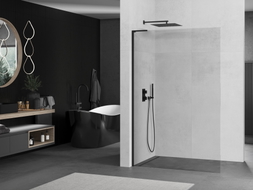 Mexen Kioto L Walk-in zuhanyfal 85 x 200 cm, átlátszó, fekete - 800-085-103-70-00