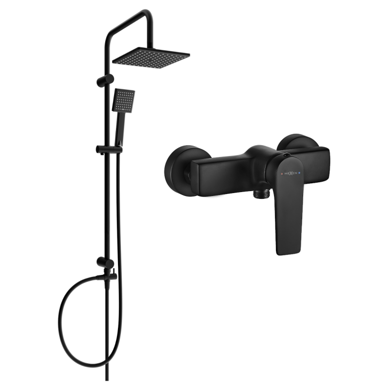 Mexen Lynx Tord set de duș montat pe perete cu duș de ploaie și baterie de duș, negru - 745940200-70