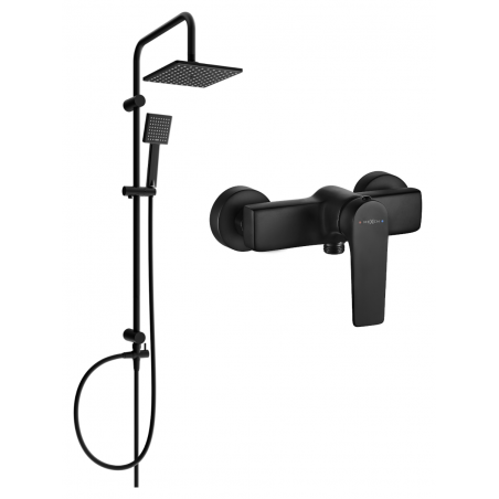 Mexen Lynx Tord set de duș montat pe perete cu duș de ploaie și baterie de duș, negru - 745940200-70